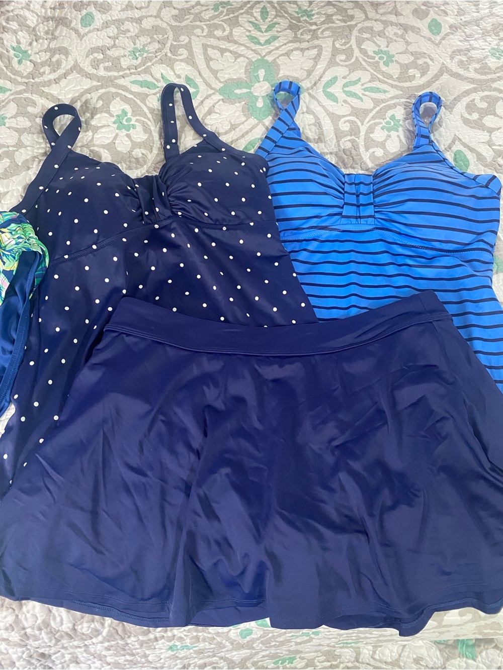L.L. Bean Navy Tankini Set with two bottoms.